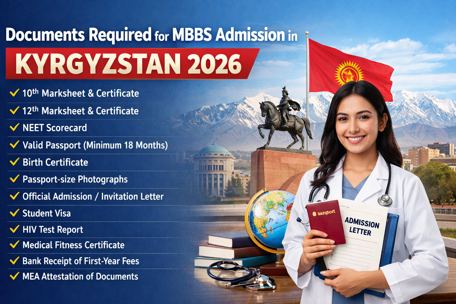 Documents Required for MBBS Admission in Kyrgyzstan 2026